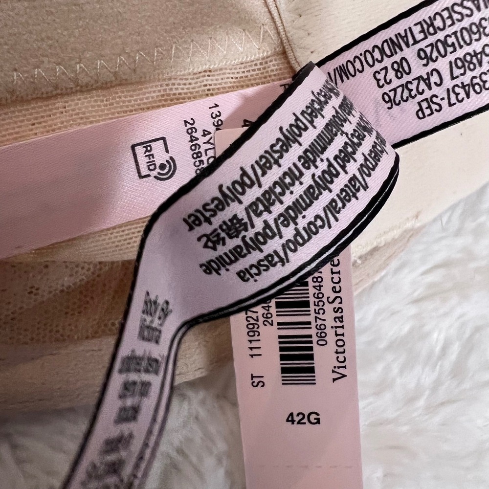 Victorias‎ Secret Body By Victoria Unlined Demi Lace Bra 42G Beige Floral - Picture 7 of 10
